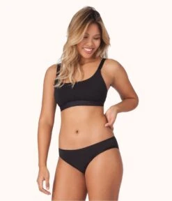 The Cotton Bikini 5-Pack: Jet Black -LuxeIntimates Store 3 on model front1 cotton bikini 5 pack jet black