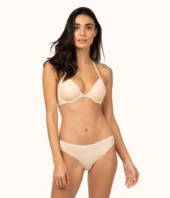 The Front Close No-Wire Bra Bundle: Jet Black/Toasted Almond -LuxeIntimates Store 3 on model front1 front close no wire bra bundle multi f049c2da dbc0 4a25 8000 2c578eb8e1b6