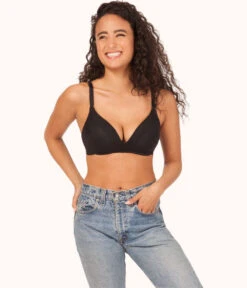 No-Wire Push-Up Bra Bundle: Jet Black/Smoke -LuxeIntimates Store 3 on model front1 no wire push up bundle multi