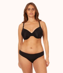 The T-Shirt Bra Bundle: Jet Black/Smoke -LuxeIntimates Store 3 on model front1 the tshirt bra bundle multi