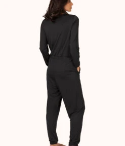 The All-Day Crew Jumpsuit Bundle: Jet Black/Plum -LuxeIntimates Store 3 on model front2 all day crew jumpsuit bundle multi