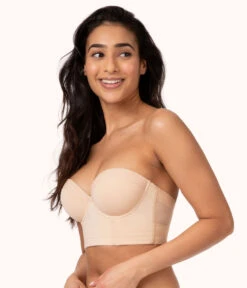 The Low Back Strapless: Toasted Almond -LuxeIntimates Store 3 on model front2 low back strapless toasted almond ca235923 383e 4024 bfc7 2541705a84a9