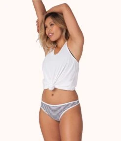 The Cotton Thong Bundle: Heather Gray/Jet Black/Black/White Mini Stripe -LuxeIntimates Store 3 product flat front2 cotton thong bundle multi da75b5ec eac7 436f 8277 d721382e045c