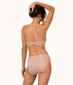 The Dot Mesh Unlined Bra: Orchid -LuxeIntimates Store 4 on model back1 dot mesh unlined bra orchird 9b587921 d215 4ab4 8eff 8034d4db7f0a