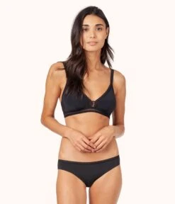The Mesh Trim Bralette Trio: Toasted Almond/Jet Black/Smoke -LuxeIntimates Store 4 on model front mesh trim bralette trio multi cb998e89 076d 4779 911a dff8efb7b396