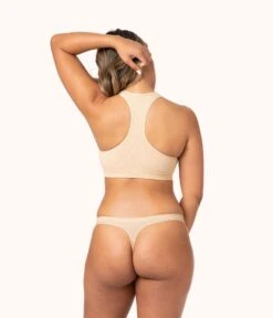 The Seamless Thong Bundle: Jet Black/Toasted Almond/Harbor Green -LuxeIntimates Store 4 on model front2 seamless thong bundle multi d56e7412 6aa6 4800 b4d4 8a307fa7a39f