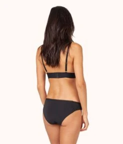 The Palm Lace Bikini Bundle: Toasted Almond/Jet Black/Tomato Red -LuxeIntimates Store 4 product flat back palm lace bikini trio multi