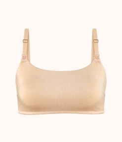 The All-Day Nursing Bralette: Toasted Almond 11 The All-Day Nursing Bralette: Toasted Almond -LuxeIntimates Store 4 product flat front all day maternity bralette toasted almond