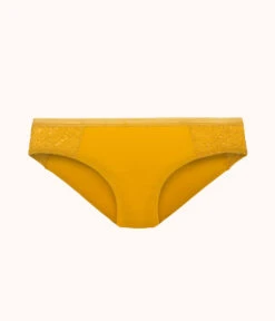 The Palm Lace Bikini: Turmeric -LuxeIntimates Store 4 product flat front palm lace bikini turmeric