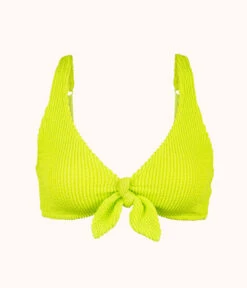 The Ruched Plunge Bralette: Electric Lime -LuxeIntimates Store 4 product flat front ruched plunge bralette electric lime