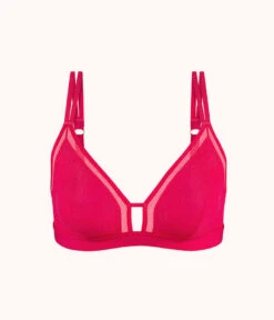 The Smooth Lace Bralette: Magenta -LuxeIntimates Store 4 product flat front smooth lace bralette magenta