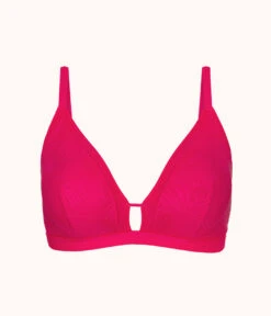 The Smooth Lace Busty Bralette: Magenta -LuxeIntimates Store 4 product flat front smooth lace busty bralette magenta