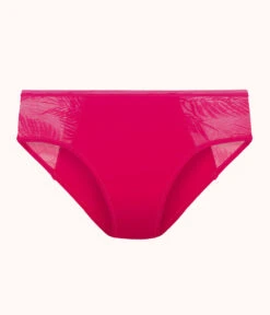 The Smooth Lace High Waist Bikini: Magenta -LuxeIntimates Store 4 product flat front smooth lace high waist bikini magenta