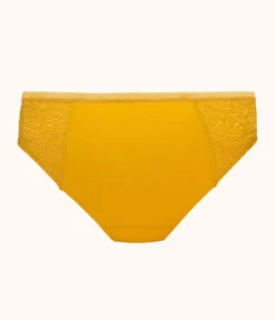 The Lace High Waist Bikini: Turmeric -LuxeIntimates Store 5 product flat back lace high waist bikini turmeric