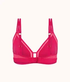 The Smooth Lace Bralette: Magenta -LuxeIntimates Store 5 product flat back smooth lace bralette magenta