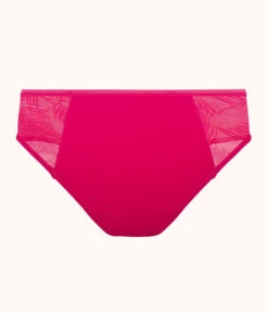 The Smooth Lace High Waist Bikini: Magenta -LuxeIntimates Store 5 product flat back smooth lace high waist bikini magenta