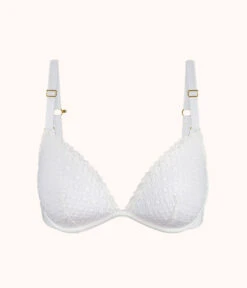 The Crochet Lace Deep V No-Wire Push-Up: Fresh White 15 The Crochet Lace Deep V No-Wire Push-Up: Fresh White -LuxeIntimates Store 5 product flat front crochet lace deep v no wire push up fresh white