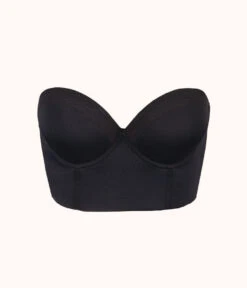 The Low Back Strapless: Jet Black -LuxeIntimates Store 5 product flat front low back strapless jet black