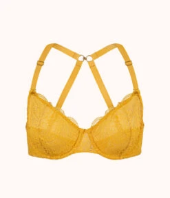 The Unlined Lace Bra: Turmeric -LuxeIntimates Store 6 product flat front1 unlined lace bra turmeric