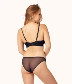 The Busty Stripe Mesh Bralette: Jet Black -LuxeIntimates Store on model back busty stripe mesh bralette jet black c2de97ef 63ff 4966 89e5 7b2f0ebbef61
