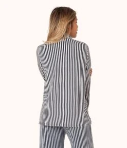 The All-Day Lounge Shirt - Print: Mini Stripe Print -LuxeIntimates Store on model back sleep shirt stripe 637f15b8 33af 49a8 9820 f64350715888