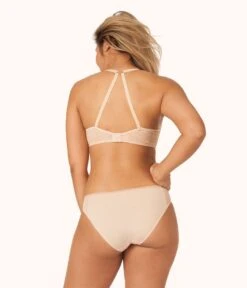 The Unlined Lace Bra: Toasted Almond -LuxeIntimates Store on model back1 palm lace unlined bra toasted almond bb993aa5 7c02 4b88 b86d cbfb0318ed7d
