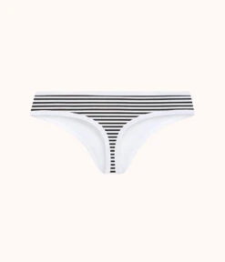 The Cotton Thong: Black/White Mini Stripe -LuxeIntimates Store product flat back cotton thong stripe 737892e2 d12c 4c52 9aa0 cb7f4a7cad1f