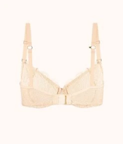 The Unlined Lace Bra: Toasted Almond -LuxeIntimates Store product flat back palm lace unlined bra toasted almond a5513b65 09b4 4636 ab03 4f9c5ac47f90