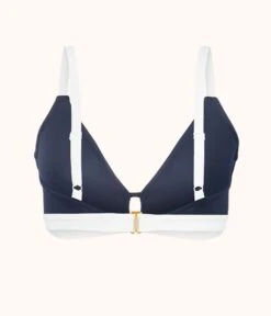 The Busty Bralette: Navy/White -LuxeIntimates Store product flat back the busty bralette top navy white 4f981e41 945f 47c1 8bad 8d63912ee55e