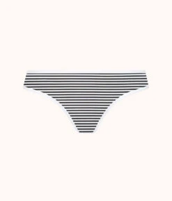 The Cotton Thong: Black/White Mini Stripe -LuxeIntimates Store product flat front cotton thong stripe 5eb081bd a5e7 4f77 be47 f522e6753b3a