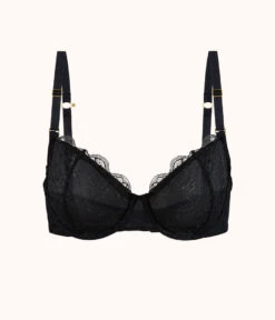 The Unlined Lace Bra: Jet Black -LuxeIntimates Store product flat front palm lace unlined bra jet black 7a4c0fce ef95 4dc1 985d 0e6c78c65c76