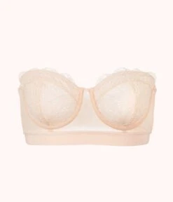 The Lace Strapless: Toasted Almond 12 The Lace Strapless: Toasted Almond -LuxeIntimates Store product flat front strapless palm lace toasted almond f025b34d 4067 4f9d ad81 16eb54562716