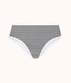The Cotton Brief: Black/White Mini Stripe -LuxeIntimates Store product flat front stripe cotton high waist stripe 571dd6eb f10d 4760 b941 821868d11c00
