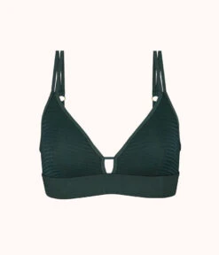 The Stripe Mesh Bralette: Emerald -LuxeIntimates Store product flat front stripe mesh bralette green 4c1e0d4c f39a 467c 9e70 bfc798fcd1aa