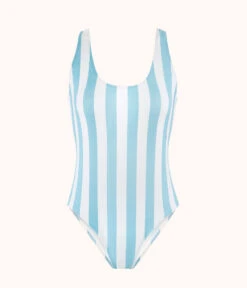 The Tank One Piece - Print: Cabana Stripe -LuxeIntimates Store product flat front tank one piece cabana stripe